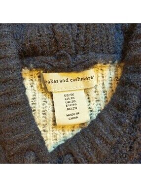 Cupcakes and Cashmere Night Sky Moon & Pine Tree Hooded Knit Sweater 1X